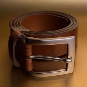 Luxury Premium Italian Leather Brown Belt with Silver Solid Brass Buckle
